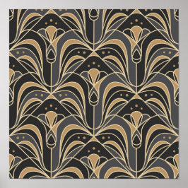 Art Deco Tile Floral. Bluebell-Blume Poster
