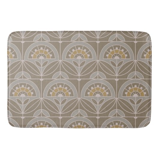 Art Deco Tile Floral (immergrüner Nebel) Badematte (Vorderseite)