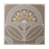 Art Deco Tile Floral (immergrüner Nebel) Fliese (Vorderseite)