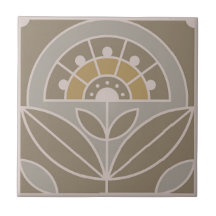Art Deco Tile Floral (immergrüner Nebel)