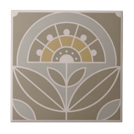 Art Deco Tile Floral (immergrüner Nebel) Fliese