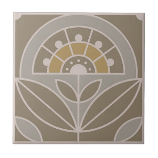 Art Deco Tile Floral (immergrüner Nebel) Fliese