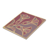 Art Deco Tile Floral. Mauve und Gold Fliese (Seite)