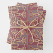 Art Deco Tile Floral. Mauve und Gold Geschenkpapier Set (Beispiel)