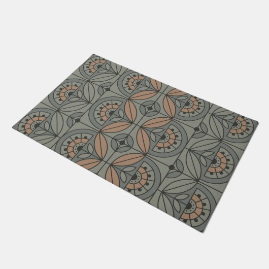 Art Deco Tile Floral (Steinbucht und Sandale) Fußmatte (Schrägansicht)