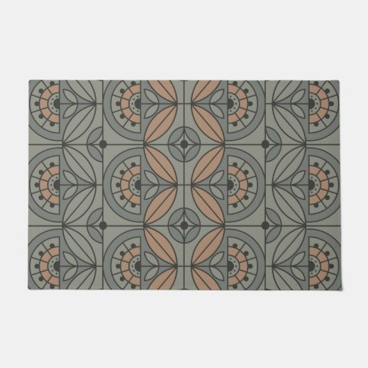 Art Deco Tile Floral (Steinbucht und Sandale) Fußmatte (Vorderseite)