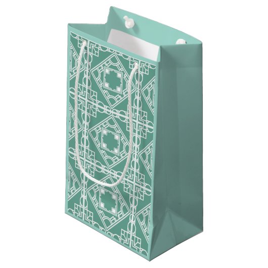 Art Deco Tile Kleine Geschenktüte (Vorderseite Schrägansicht)