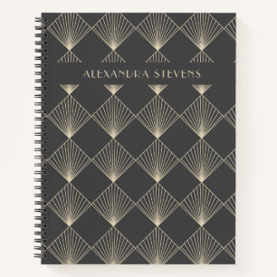 Art Deco Tile Line Kunst, Dichtung und Musik Perso Notizblock