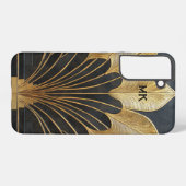 Art Deco Timeless Black Gold Monogram / Initial Samsung Galaxy Hülle (Rückseite (Horizontal))