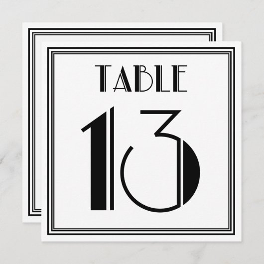 Art-Deco-Tischnummer 13 Einladung (Vorne/Hinten)