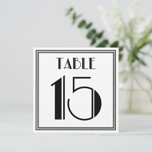 Art-Deco-Tischnummer 15 Einladung (Stehend Vorderseite)