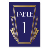 Art Deco Tischnummer 20s Gold Navy Hochzeit (Vorderseite)