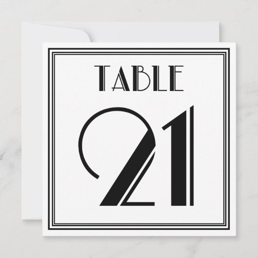 Art-Deco-Tischnummer 21 Einladung (Vorderseite)