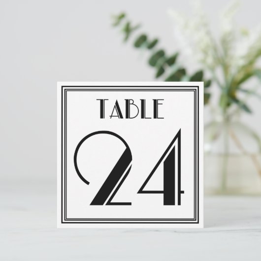 Art-Deco-Tischnummer 24 Einladung (Stehend Vorderseite)