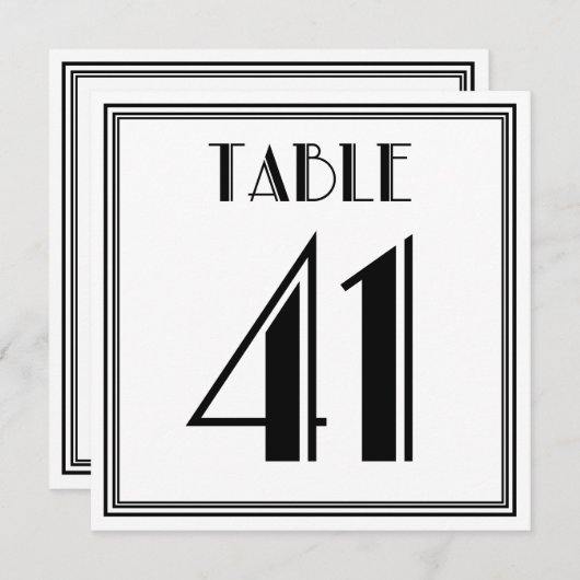 Art-Deco-Tischnummer 41 Einladung (Vorne/Hinten)