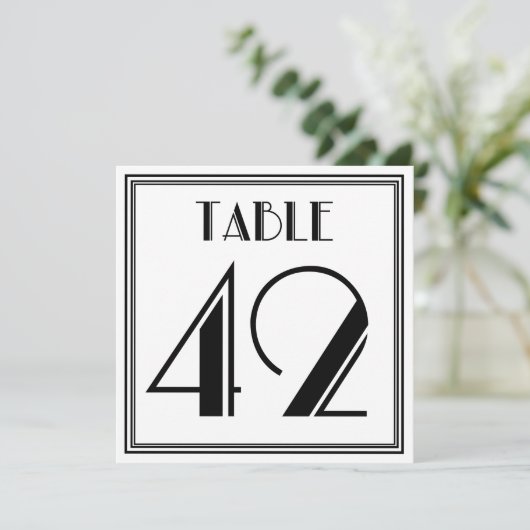 Art-Deco-Tischnummer 42 Einladung (Stehend Vorderseite)