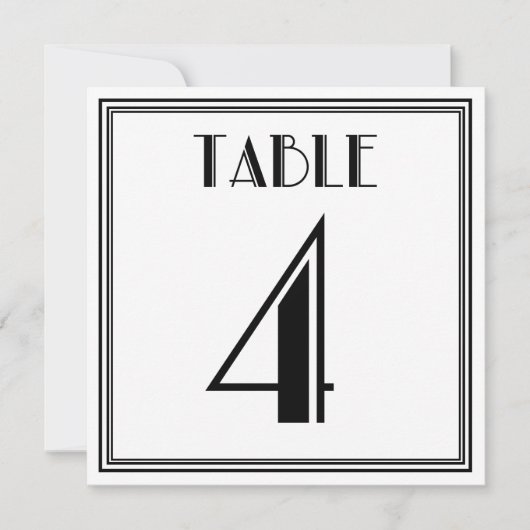 Art-Deco-Tischnummer 4 Einladung (Vorderseite)