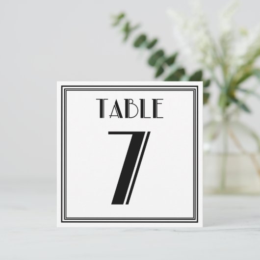 Art-Deco-Tischnummer 7 Einladung (Stehend Vorderseite)
