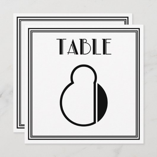 Art-Deco-Tischnummer 8 Einladung (Vorne/Hinten)