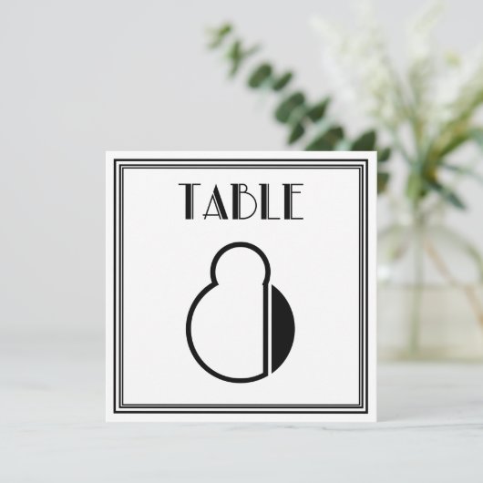 Art-Deco-Tischnummer 8 Einladung (Stehend Vorderseite)