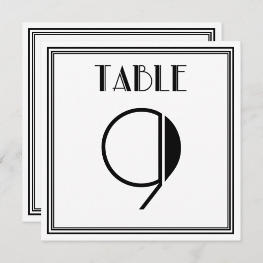 Art-Deco-Tischnummer 9 Einladung (Vorne/Hinten)