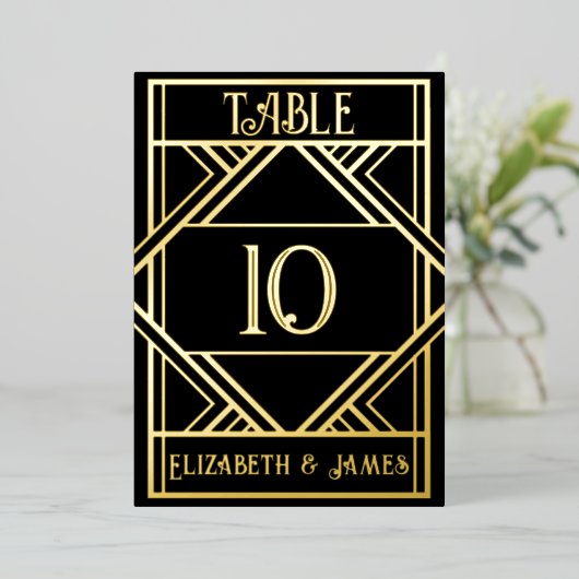 Art-Deco-Tischnummer Folieneinladung (Stehend vorne)