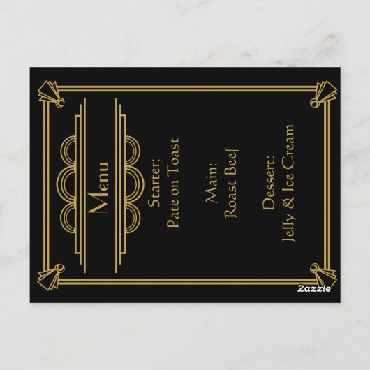 ART Deco Tischnummer mit Menu gold Hochzeit (Rückseite)