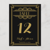 ART Deco Tischnummer mit Menu gold Hochzeit (Vorderseite)