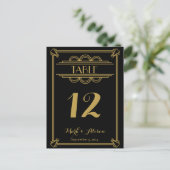 ART Deco-Tischnummer mit Menü goldene Hochzeit Postkarte (Stehend Vorderseite)