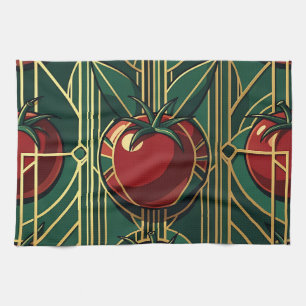 Art Deco Tomaten-Muster Geschirrtuch