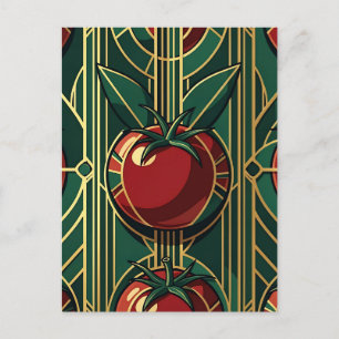 Art Deco Tomaten-Muster Postkarte