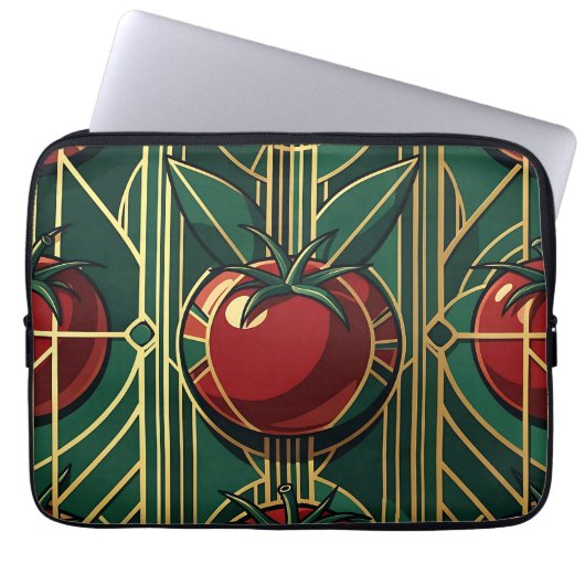Art Deco Tomatenmuster Laptopschutzhülle (Vorderseite)