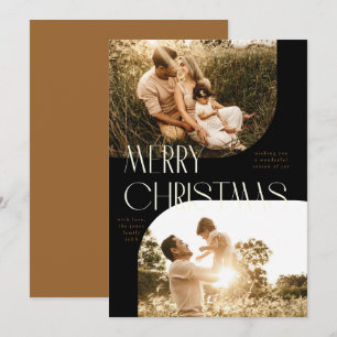 Art Deco Torbogen 2-Foto Frohe Weihnachten Fotokar Einladung