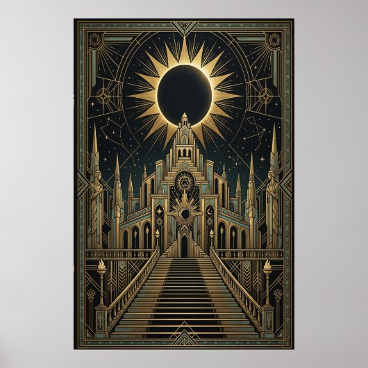 Art Deco Total Eclipse Palace Poster | Gold Türkis (Vorne)