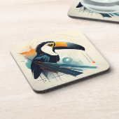 Art Deco Toucan Bird Hard Plastic Untersetzer Set (Linke Seite)