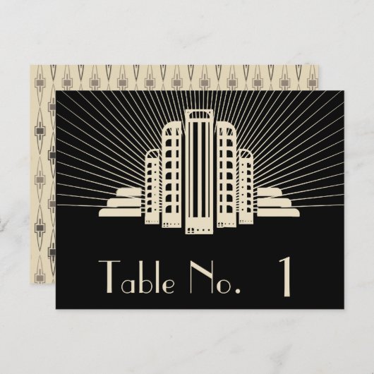 Art Deco Tower Ray in Black and Ivory Tischnummer (Vorne/Hinten)