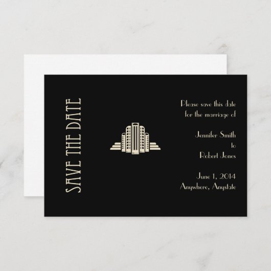 Art Deco Tower Ray Save the Date (Vorne/Hinten)