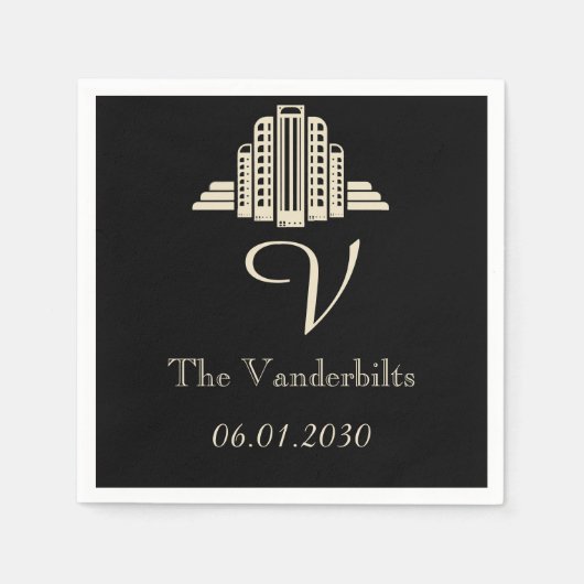 Art Deco Tower Ray Wedding Serviette (Vorderseite)