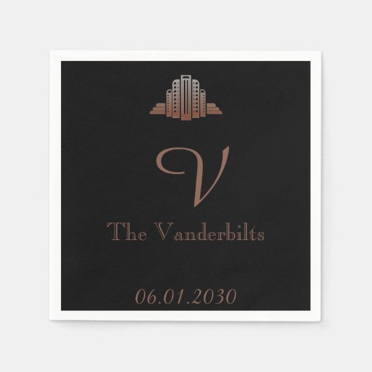 Art Deco Tower Wedding Serviette (Vorderseite)
