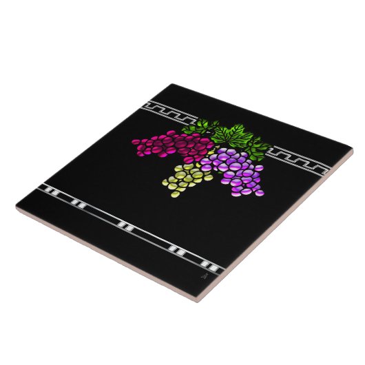 Art Deco Trauben (Keramik Tile) Fliese (Seite)