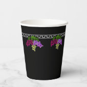 Art Deco Trauben - Schwarz, Silber, Violett Mit Mo Pappbecher (Rückseite)