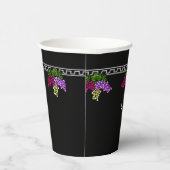 Art Deco Trauben - Schwarz, Silber, Violett Mit Mo Pappbecher (Rechts)