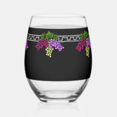 Art Deco Trauben - Schwarz, Silber, Violett Mit Mo Weinglas Ohne Stiel (Links)