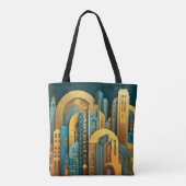 Art Deco Traumlandschaft Architektur Tasche (Rückseite)
