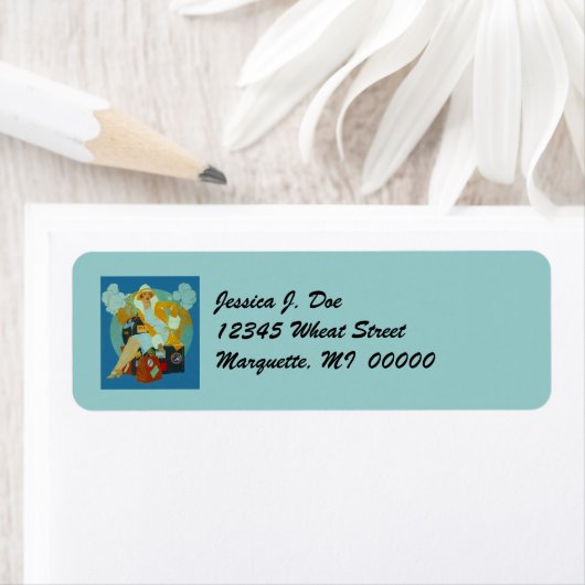 Art Deco Travelling Lady W/ Luggage Address Labels (Insitu)