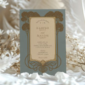 Art Deco Tree & Scrollwork Hochzeit Einladung