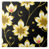Art Deco Trendy Black Gold Collection Fliese (Vorderseite)