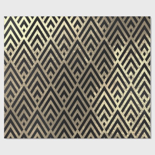 Art Deco Triangle Diamond Black Imitats Goldene Ge Geschenkpapier (Flach)