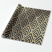 Art Deco Triangle Diamond Black Imitats Goldene Ge Geschenkpapier (Ungerollt)