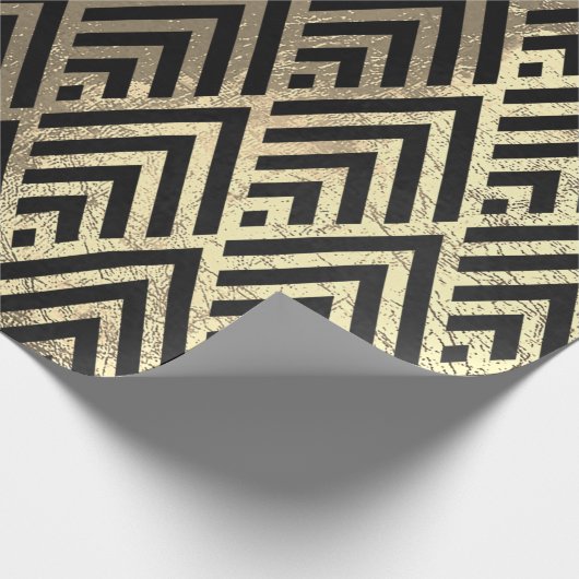 Art Deco Triangle Diamond Black Imitats Goldene Ge Geschenkpapier (Ecke)
